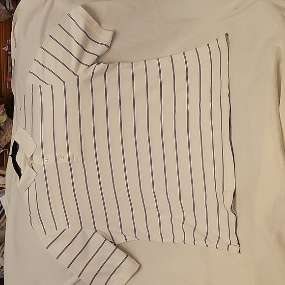LANDSEND BLK & WHITE STRIPE⁰ SHIRT SZ42-44 - Picture 8 of 9